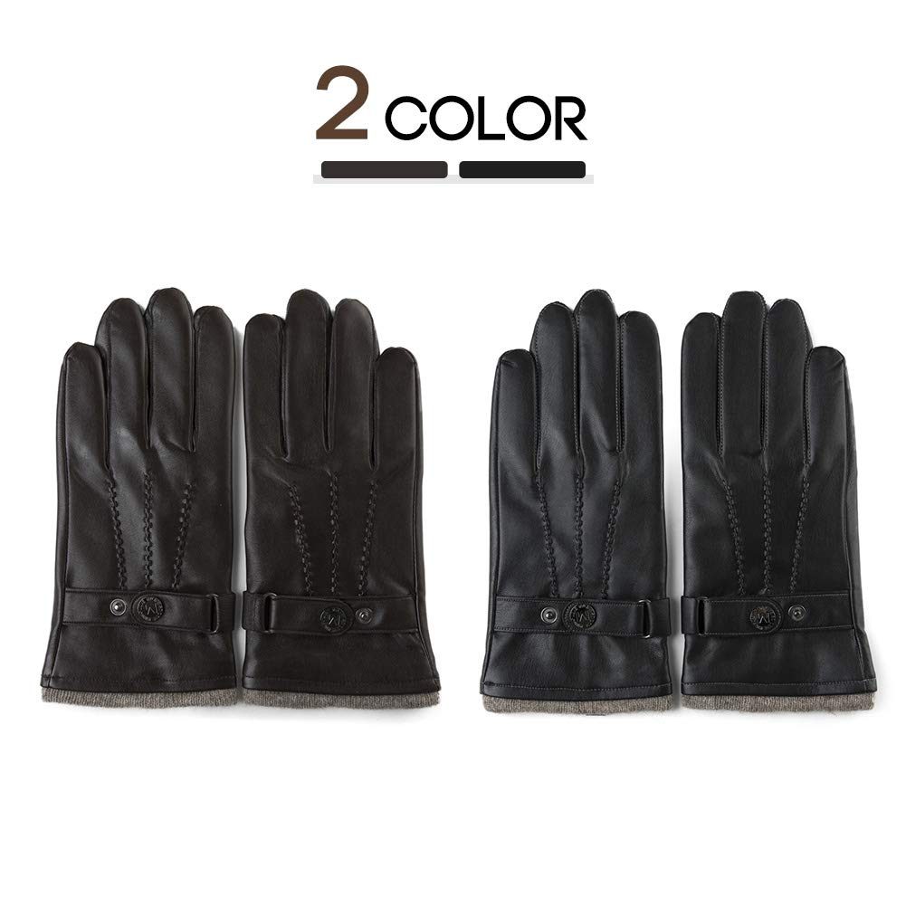 Winter Warm Wool Lined Driving Motorcycle Dress Gloves For Men Women 3 Size Black