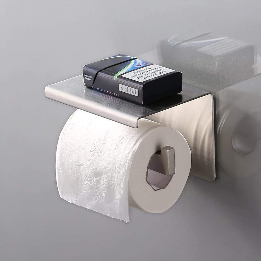 UMI. Self Adhesive Toilet Paper Towel Holder Tissue Paper Roll Holder RUSTPROOF Stainless Steel Brushed, BPH7203S1-2