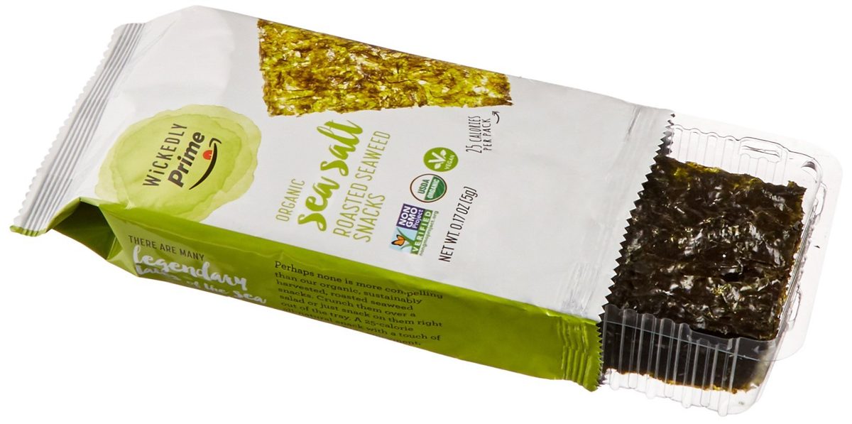 Wickedly Prime Organic Roasted Seaweed Snacks, Sea Salt, 0.17 Ounce