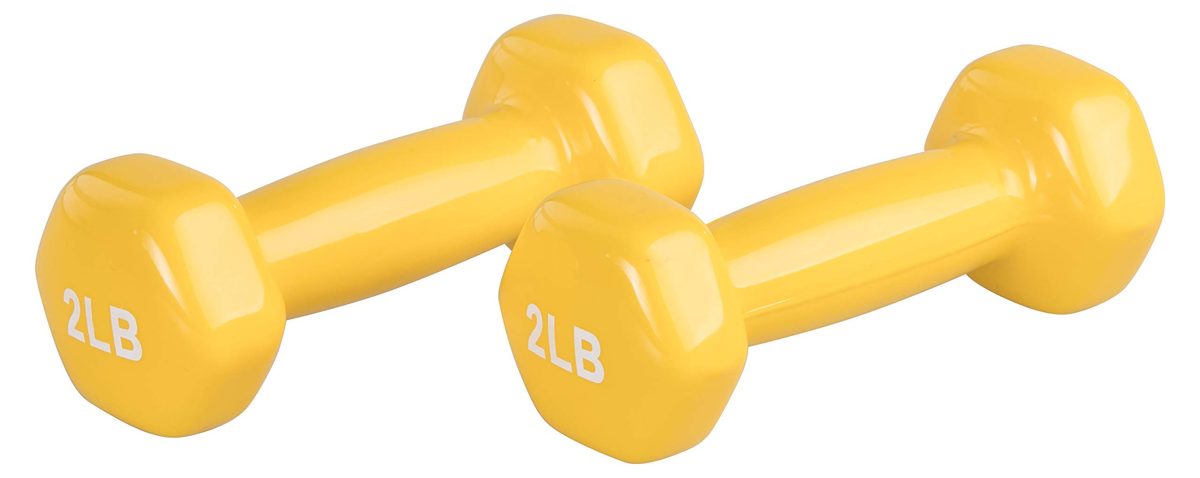 (Renewed) AmazonBasics Vinyl 2 Pound Dumbbells - Set of 2, Yellow