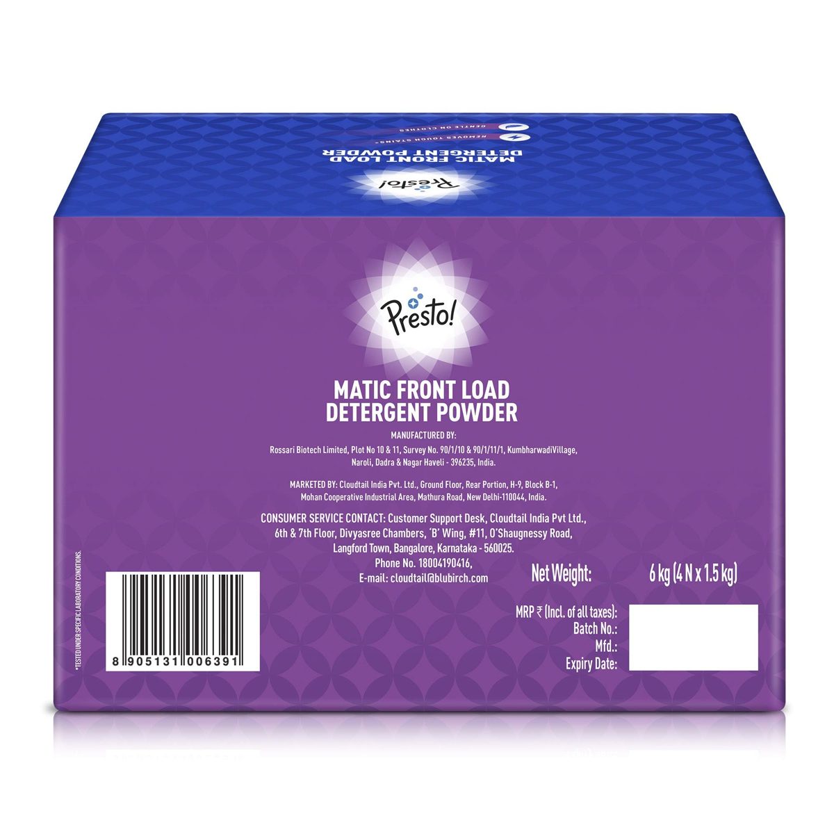 Amazon Brand - Presto! Matic Front Load Detergent Powder - 6 kg