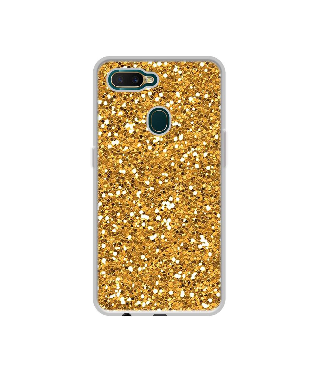 Amazon Brand - Solimo Designer Golden Sparkle UV Printed Soft Back Case Mobile Cover for Oppo A7