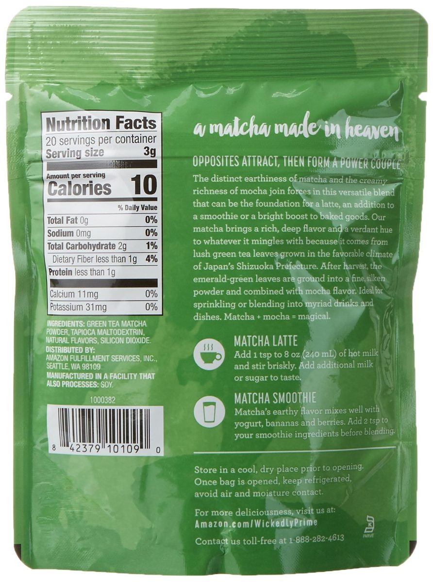 Wickedly Prime Matcha Green Tea Powder, Mocha Flavored, Culinary Grade, 2 Ounce