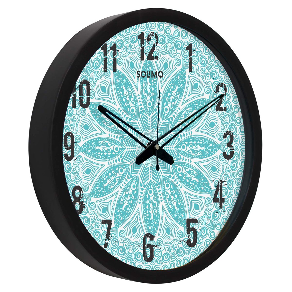 Amazon Brand - Solimo 12-inch Wall Clock - Desginer (Silent Movement, Black Frame), SC-1049