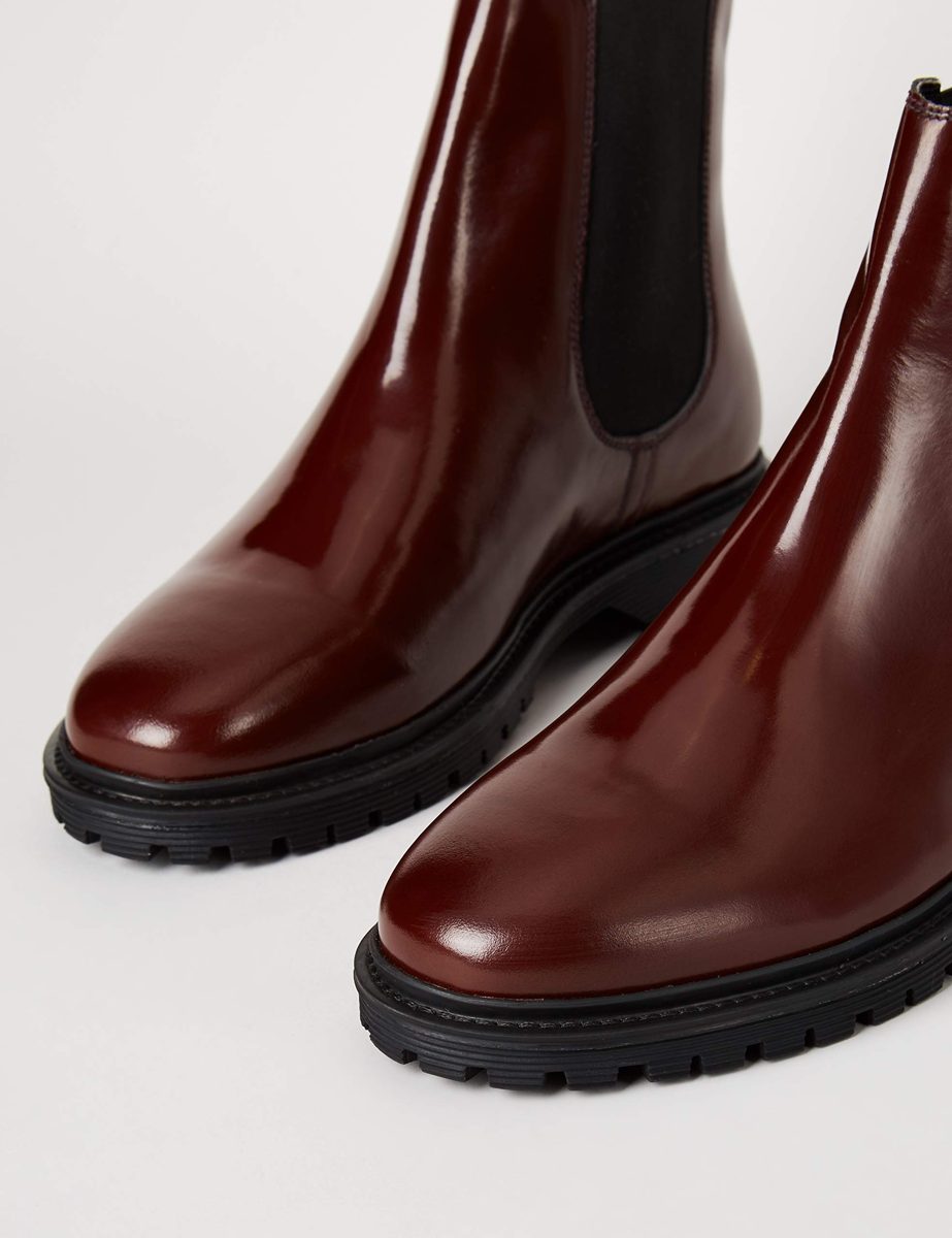 find. Women's Chunky Sole Leather, Red, 6 UK