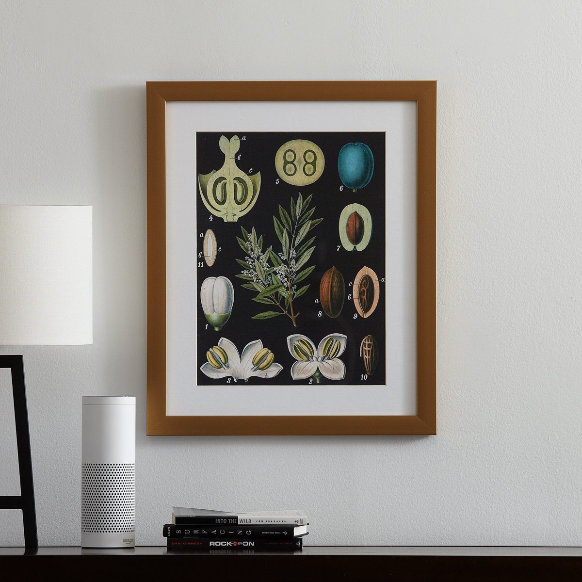 Rivet Blue and Green Mid-Century Modern Botanical Anatomy in Gold Frame Print Wall Art