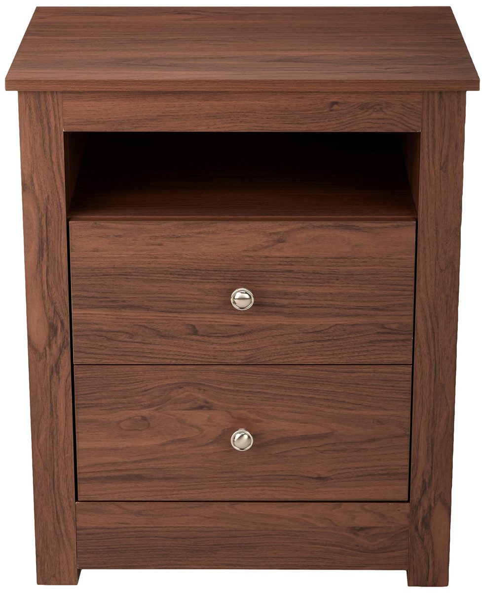 AmazonBasics Classic 2-Drawer Wood Nightstand End Table - Walnut