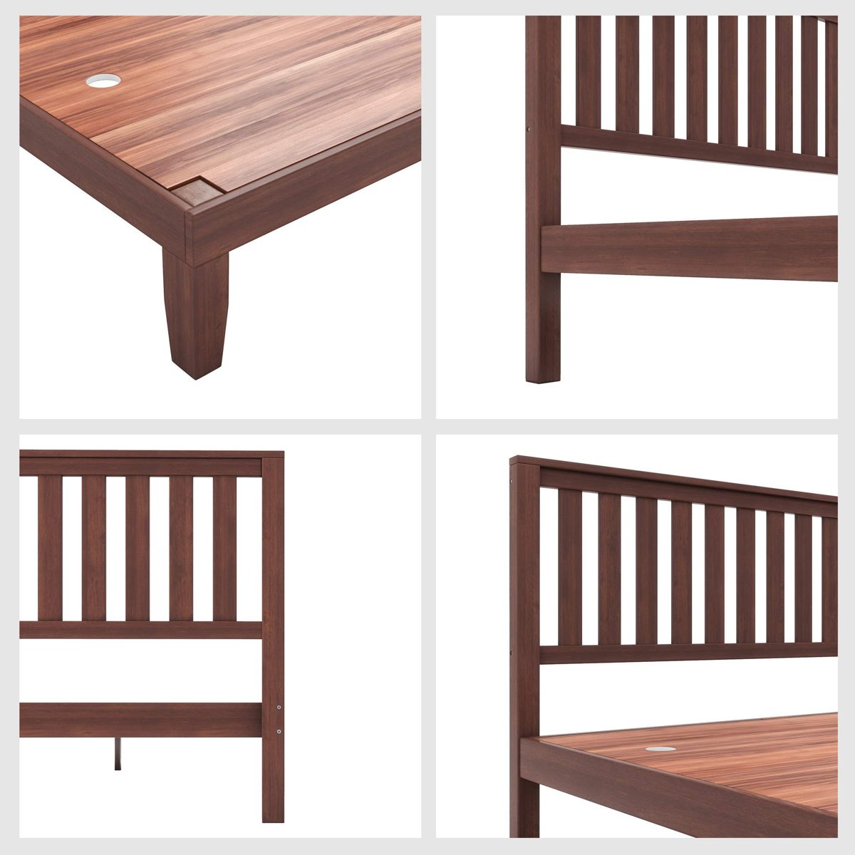 Amazon Brand - Solimo Trinity Solid Wood Queen Bed (Walnut Finish)