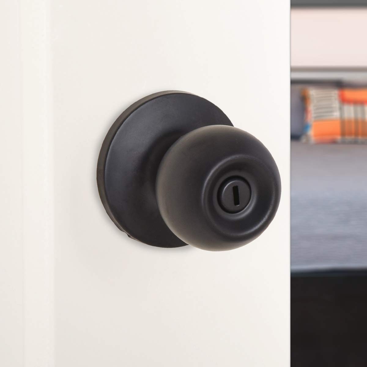 AmazonBasics Privacy Door Knob - Standard Ball - Matte Black