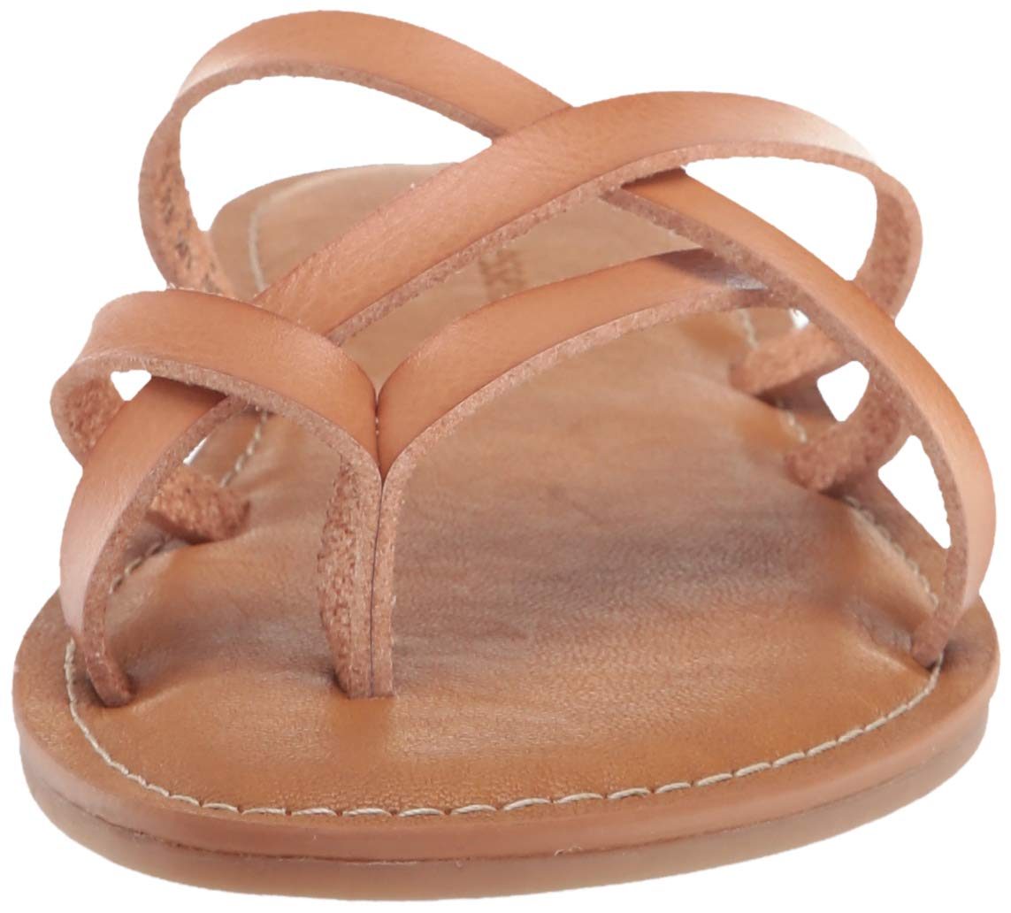 Amazon Essentials Women's Strappy Slide Flat Sandal, Natural, 11 B US