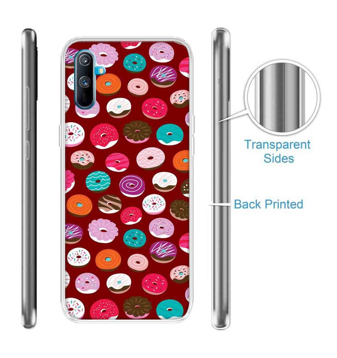 Amazon Brand - Solimo Designer Multicolor Donuts Maroon Pattern Printed Soft Back Case Mobile Cover for Realme C3