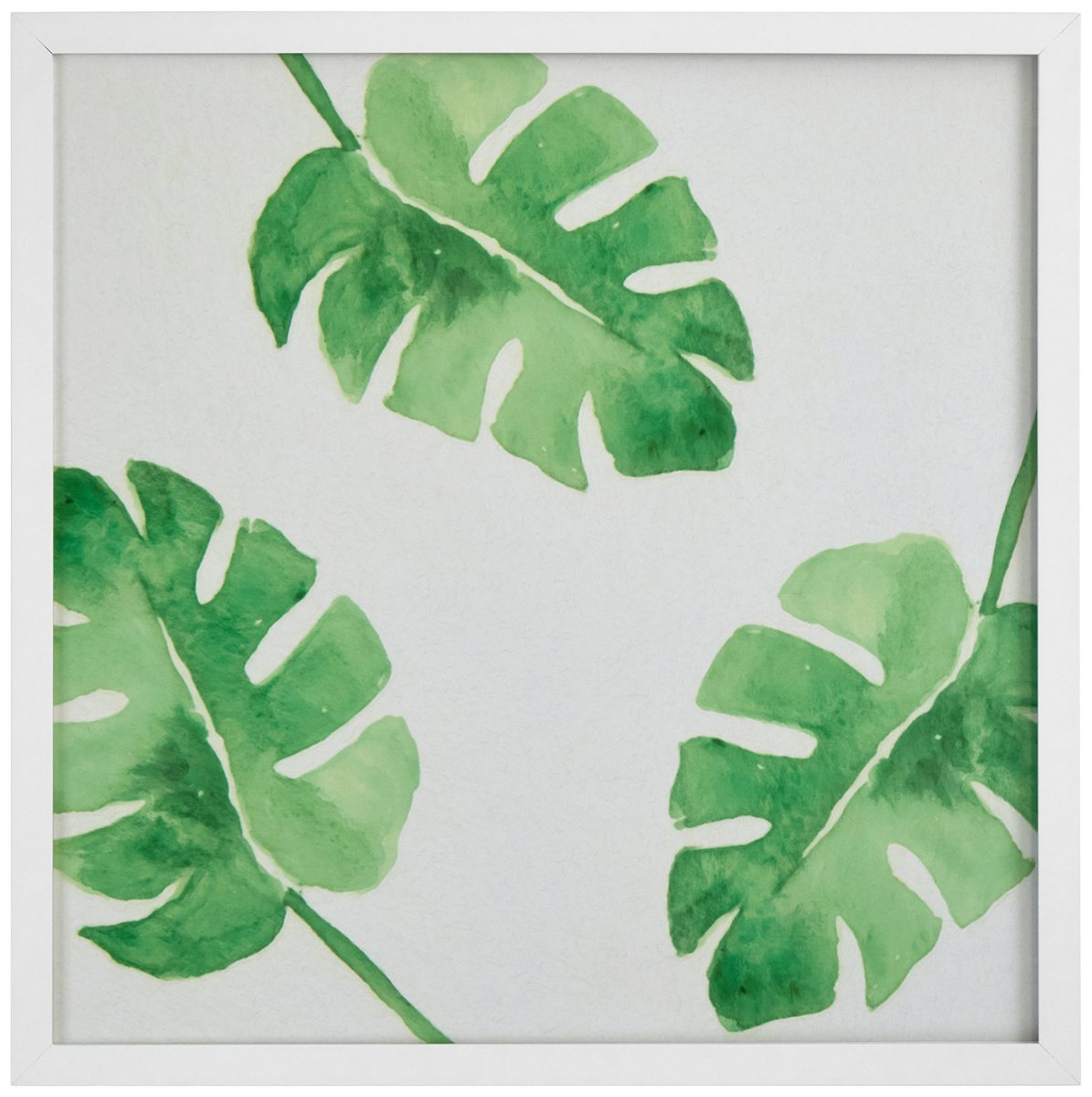Amazon Brand – Rivet Watercolor Green Leaf Print Wall Art in a White Wood Frame, 30" x 30"