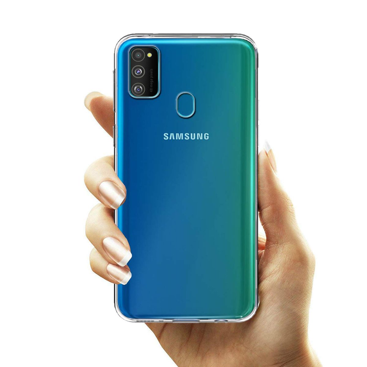 Amazon Brand - Solimo Mobile Cover (Soft & Flexible Back case) for Samsung Galaxy M30s (Transparent)