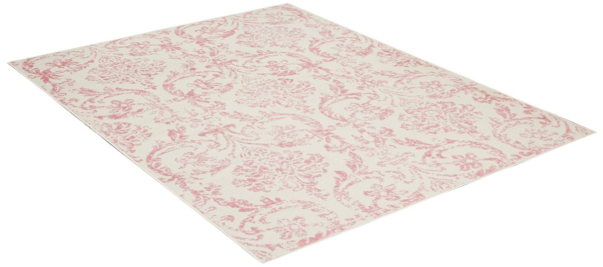 Ravenna Home Vintage Damask Patterned Rug, 5'3" x 7'3", Pink on Ivory