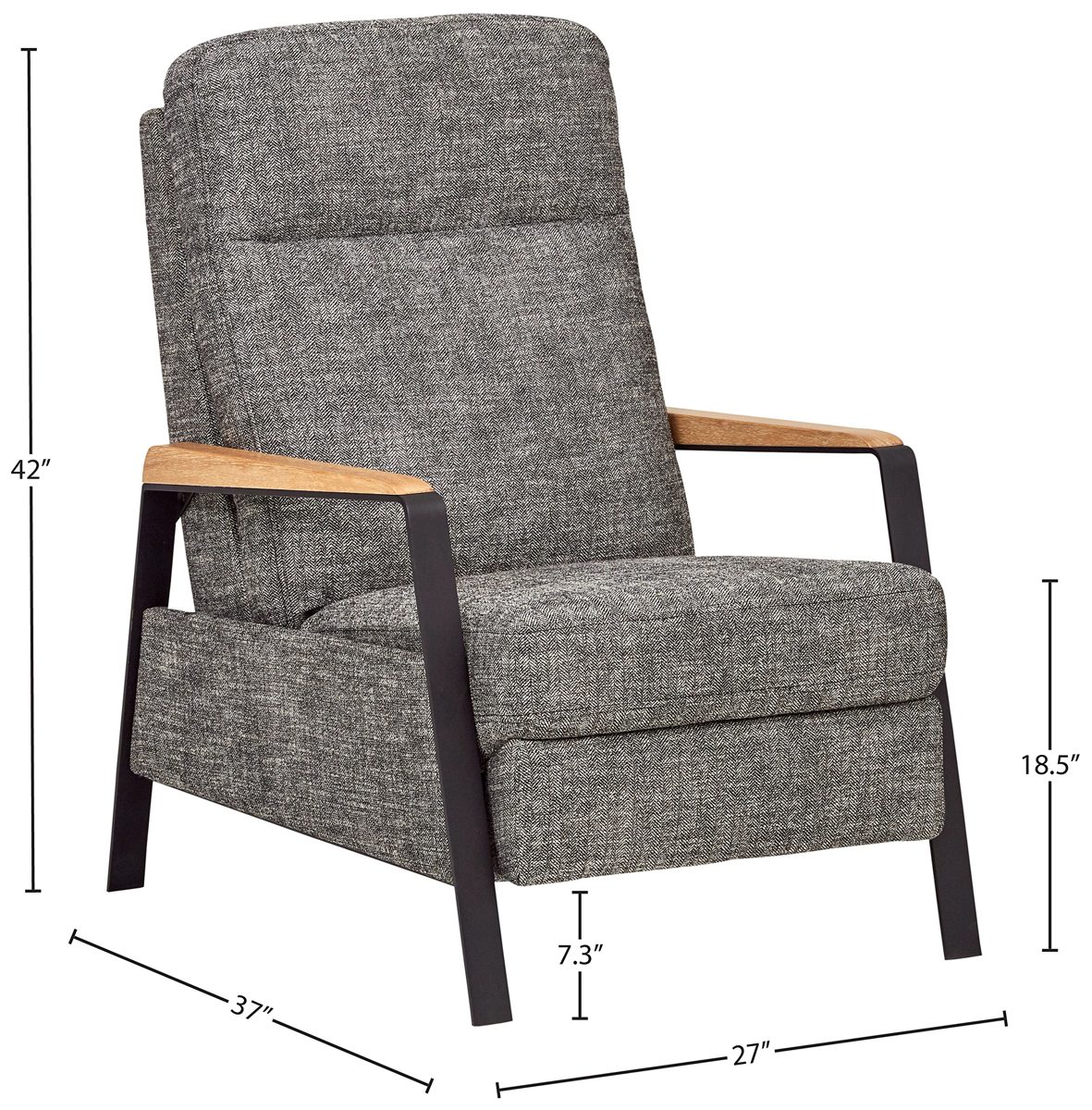 Amazon Brand – Rivet Stewart Modern Industrial Recliner with Metal and Oak