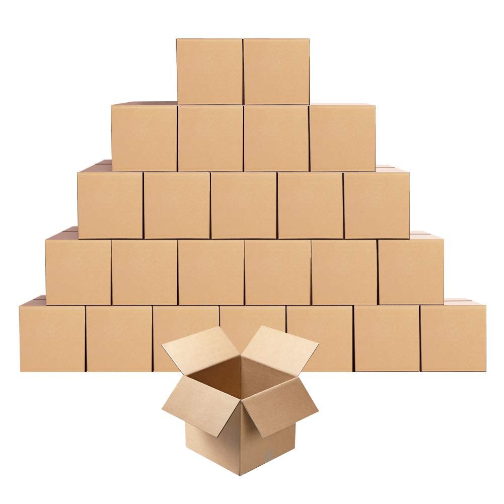 UMI. Essentials 25 Pack Storage Packing Moving House Boxes Cardboard Mailing Boxes, 5 x 5 x 5 inches