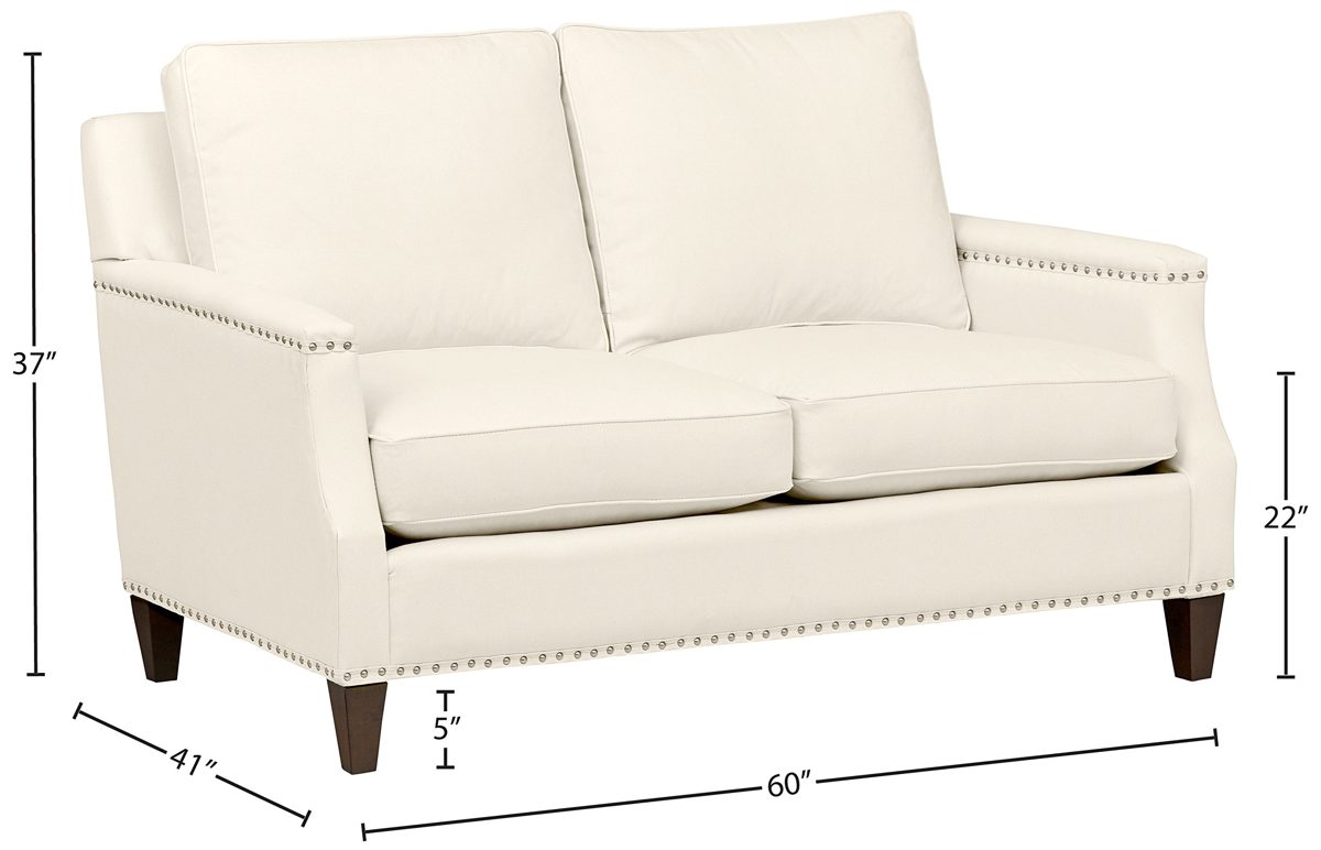 Amazon Brand – Stone & Beam Marin Studded Loveseat, 60"W, Beige