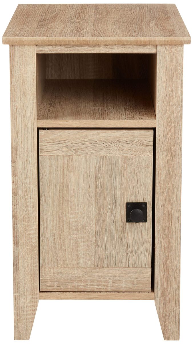 AmazonBasics Traditional End Table/Nightstand with Cabinet, Sonoma Oak