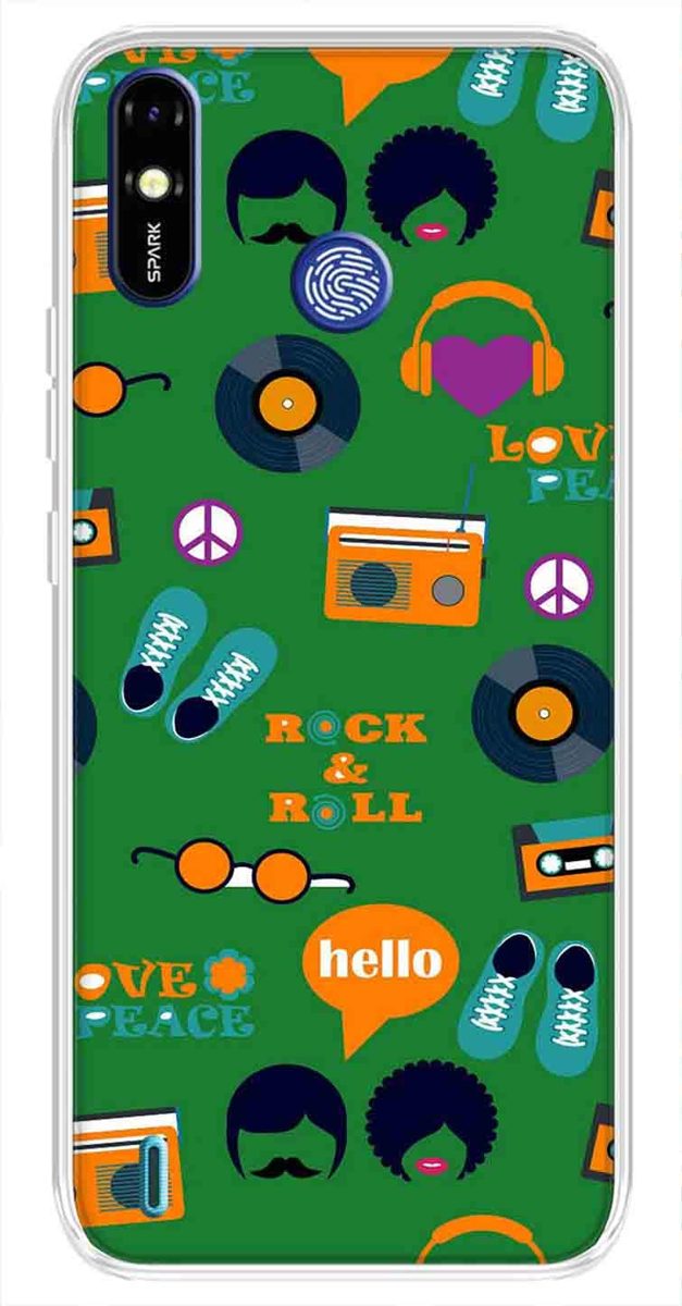 Amazon Brand - Solimo Designer Multicolor Green Pattern Design Printed Soft Back Case Mobile Cover for Tecno Spark Go Plus