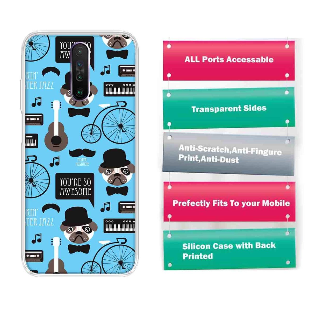 Amazon Brand - Solimo Designer Multicolor Bicycle Blue Pattern Design Printed Soft Back Case Mobile Cover for Poco X2 / Xiaomi Redmi K30