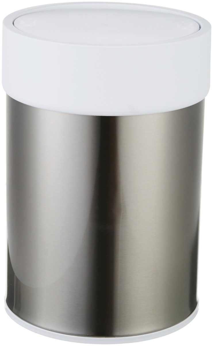 AmazonBasics Stainless Steel Trash Waste Can with Lid, White