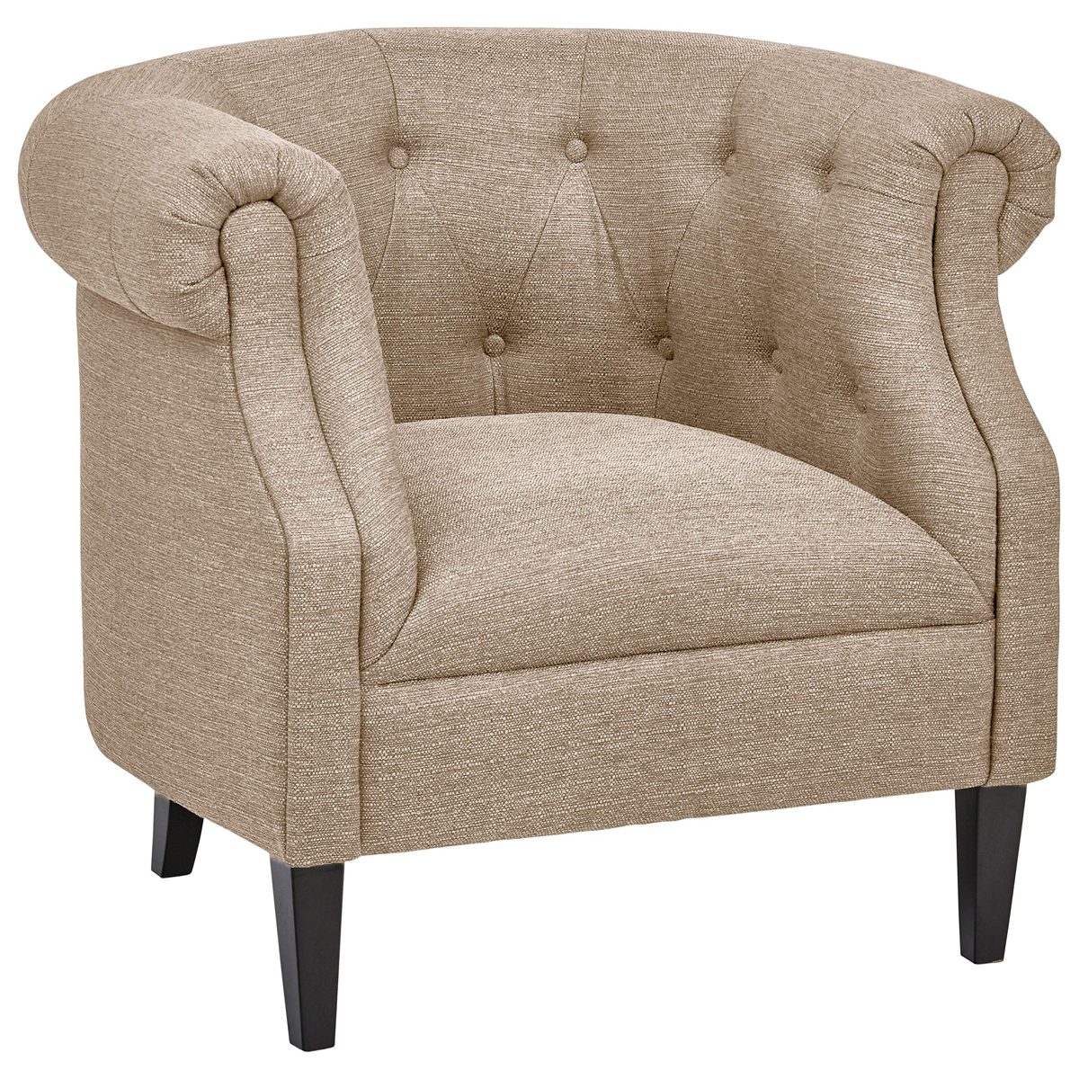 Amazon Brand – Ravenna Home Westcott Curved Tufted Rolled Arm Accent Chair, 34"W, Flax