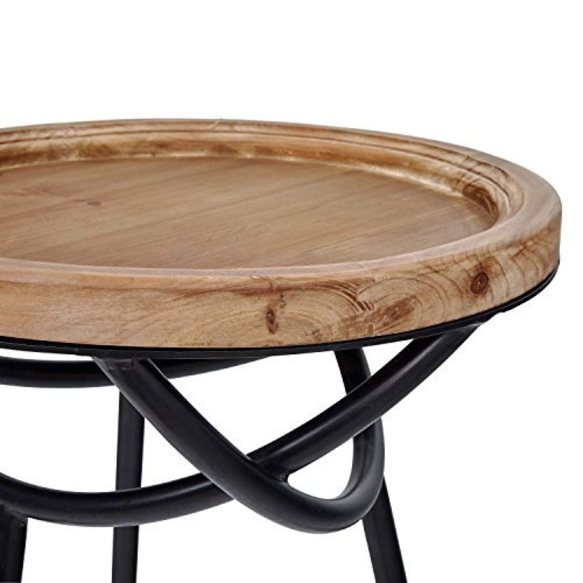 Amazon Brand – Stone & Beam Modern Rustic Wood and Metal Side End Table, 16.25" W, Natural