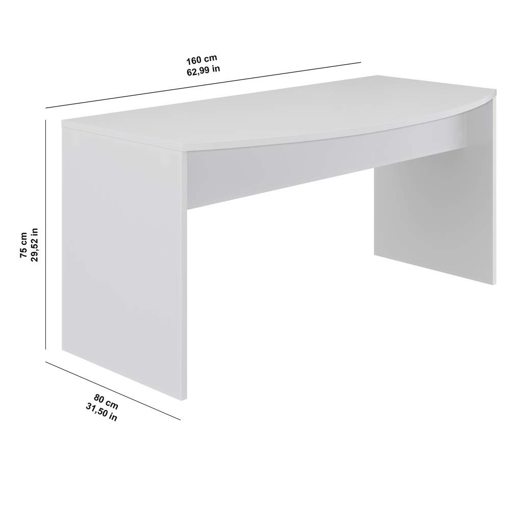 Amazon Brand - Movian Belaya Classic Desk with Curved Top, 80 x 160 x 75cm, White