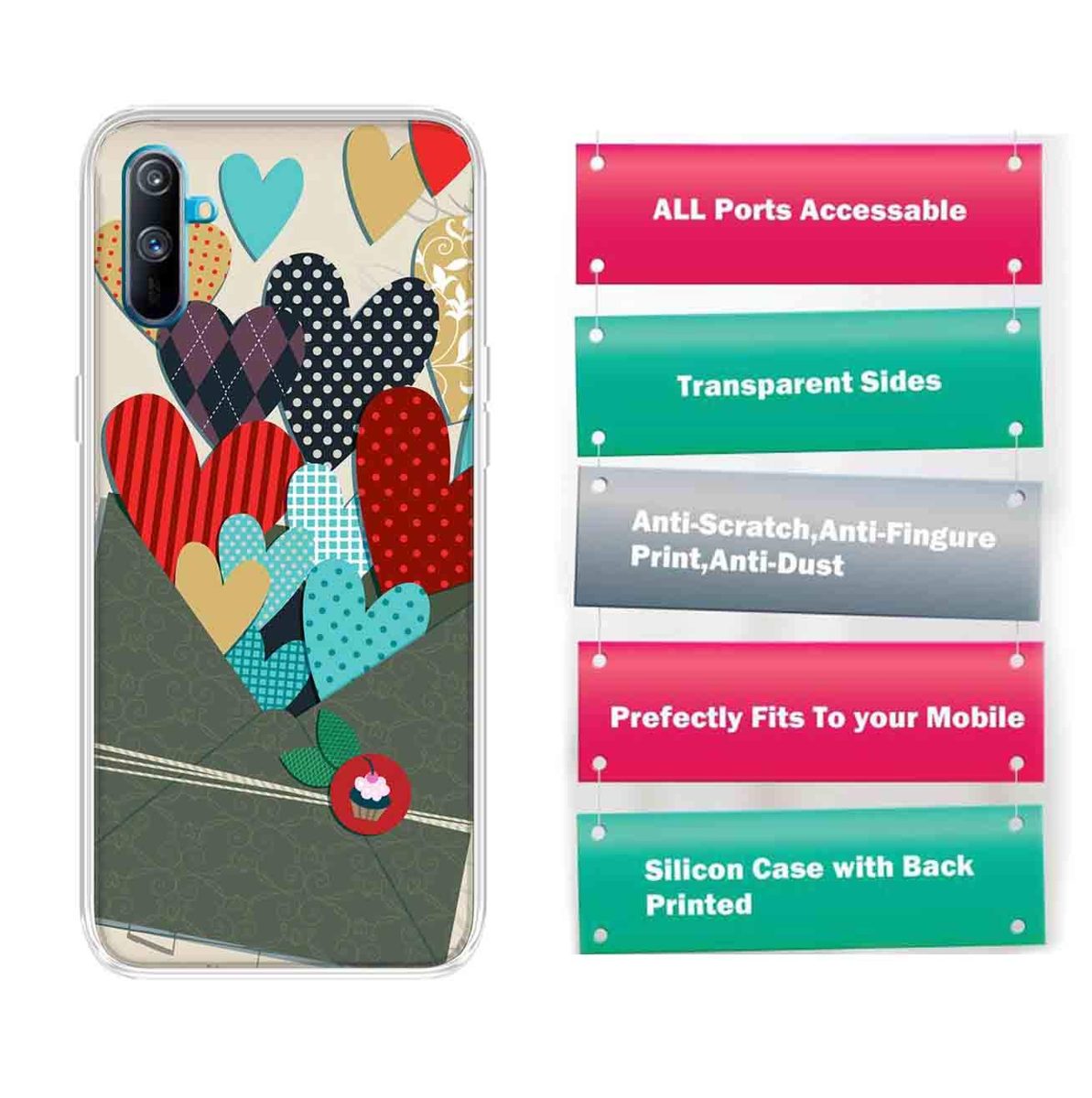 Amazon Brand - Solimo Designer Multicolor Love Letter Design Printed Soft Back Case Mobile Cover for Realme C3