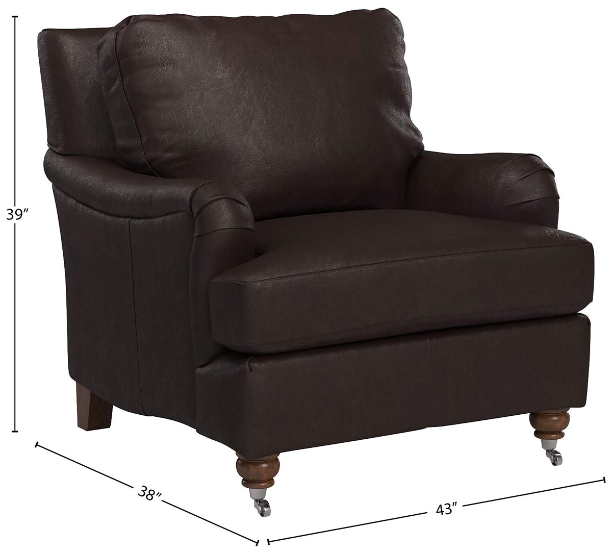 Amazon Brand – Stone & Beam Brandeberry Leather Chair, 38"W, Driftwood