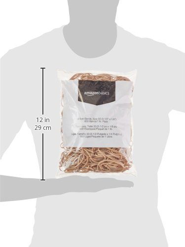 AmazonBasics Rubber Bands, Size 33 (3-1/2" x 1/8''), 600 Bands/1 lb.Pack, 25-Pack