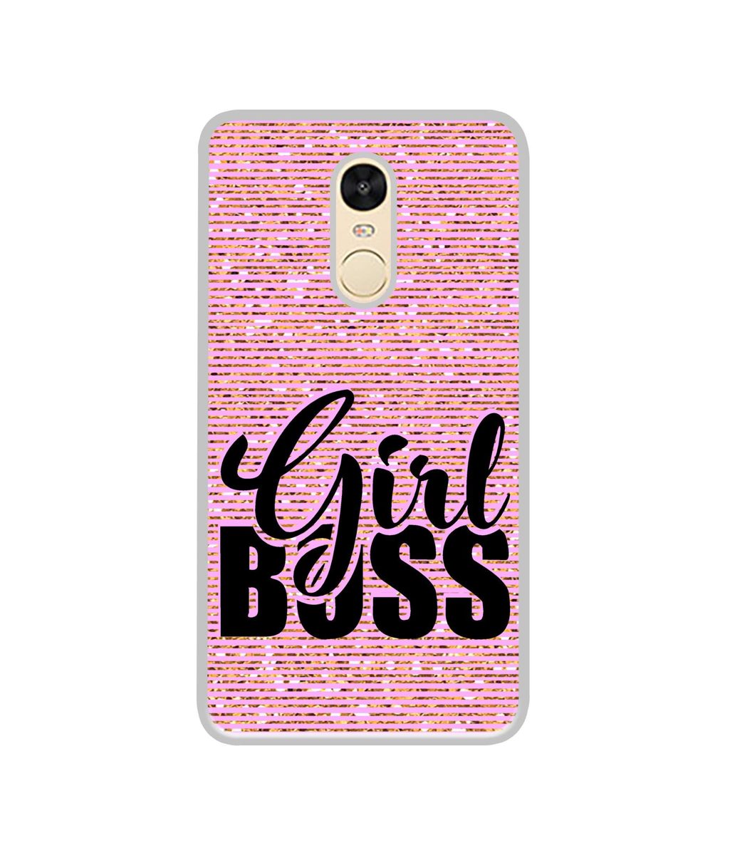 Amazon Brand - Solimo Designer Girl Boss On Pink Sparkle UV Printed Soft Back Case Mobile Cover for Mi Redmi Note 4