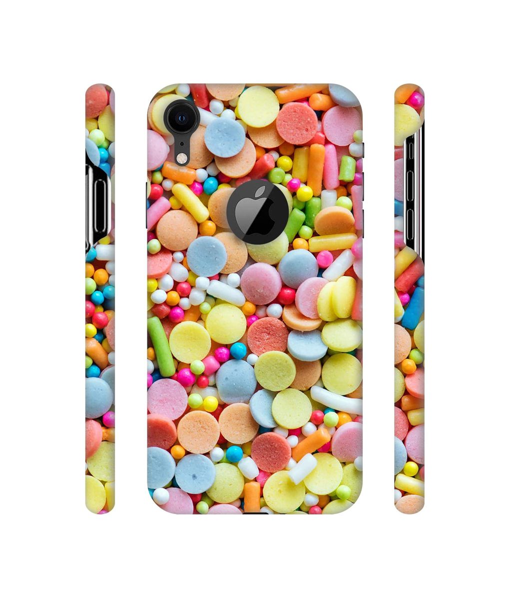 Amazon Brand - Solimo Designer Candies 3D Printed Hard Back Case Mobile Cover for Apple iPhone XR (Logo Cut)