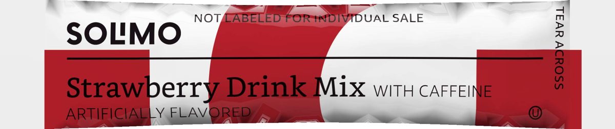 Amazon Brand - Solimo Strawberry Drink Mix Singles ,10 packets, 1.1 Ounce