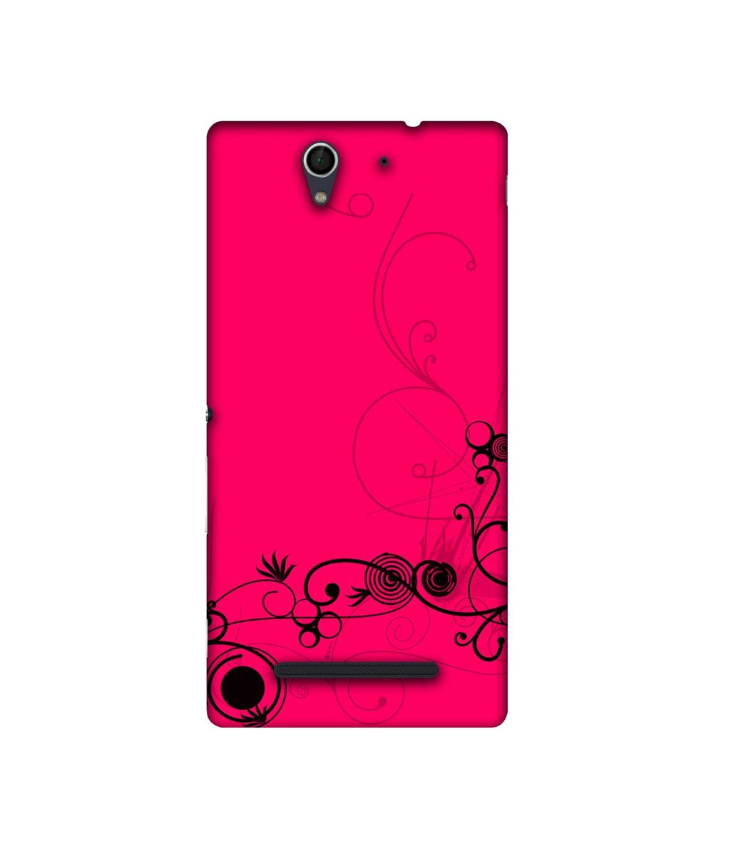 Amazon Brand - Solimo Designer Black Pattern on Pink 3D Printed Hard Back Case Mobile Cover for Sony Xperia C3 Dual