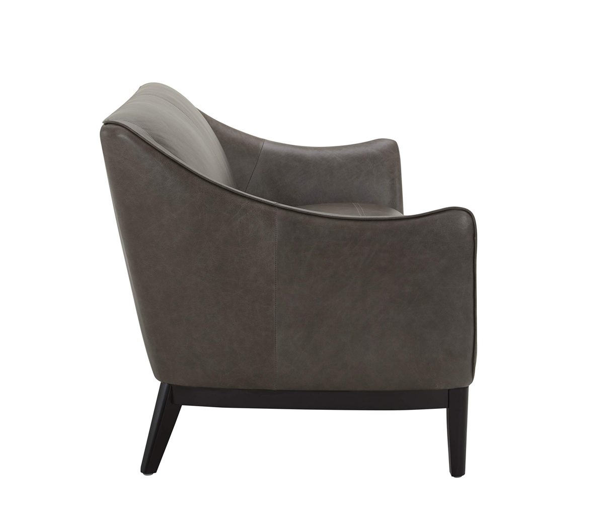 Amazon Brand – Rivet Bayard Contemporary Leather Couch with Curved Back and Armrests, 76"W, Grey