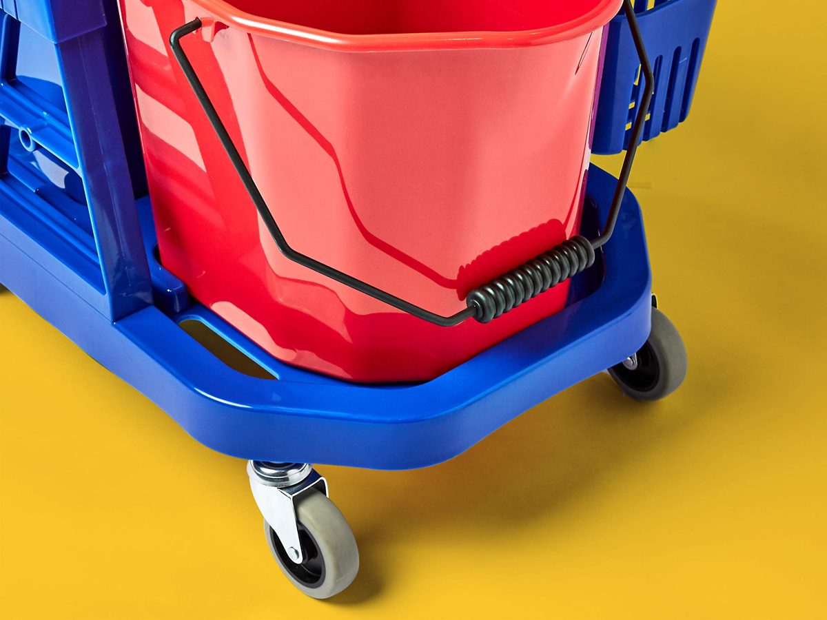 AmazonCommercial Twin-Bucket Wringer Trolley with Accessories basket 17L