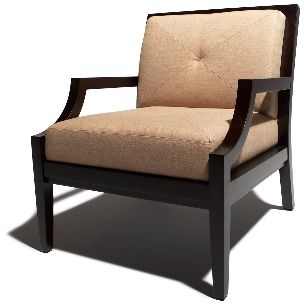 Pinzon Hardwood Lounge Chair with Sand Polyblend Upholstery, Java