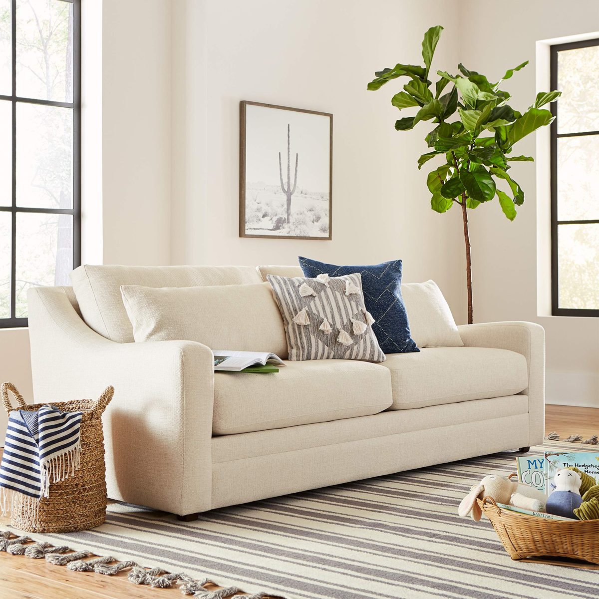 Amazon Brand – Stone & Beam Calhoun Sofa Couch, 91"W, Ecru