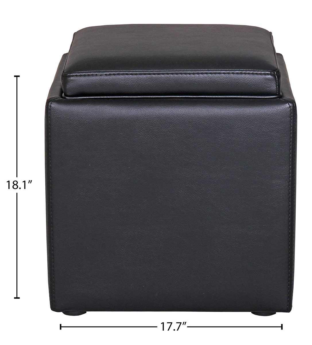 Amazon Brand – Rivet Ross Modern Vegan Faux Leather Lift-Top Storage Ottoman Pouf, 17.7"W, Black