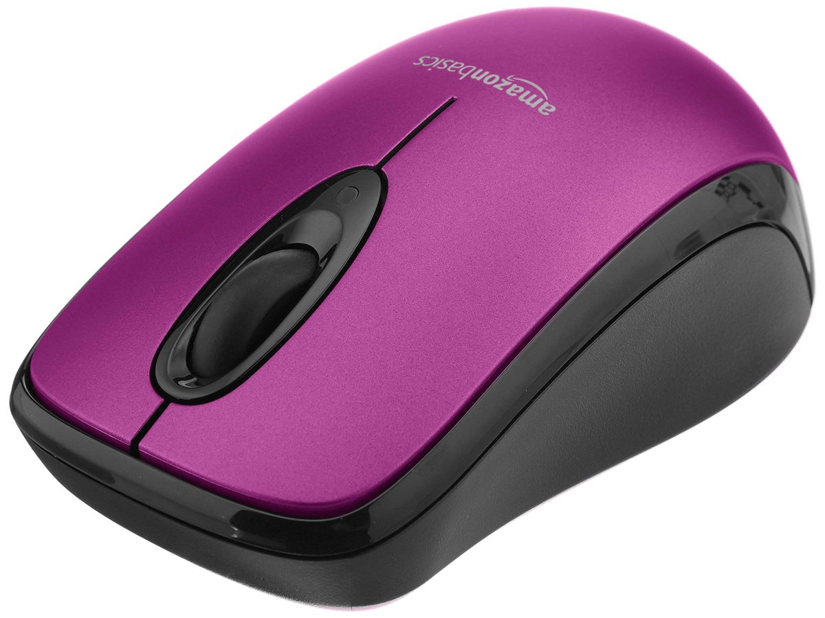 AmazonBasics Wireless Computer Mouse with USB Nano Receiver - Purple (Renewed)