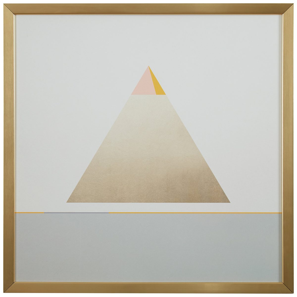 Amazon Brand – Rivet Modern Gold Pyramid Triangle Print Wall Art, 20" x 20", Gold Frame
