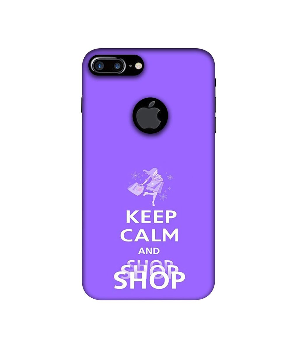 Amazon Brand - Solimo Designer Keep Calm and Shop 3D Printed Hard Back Case Mobile Cover for Apple iPhone 7 Plus (Logo Cut)