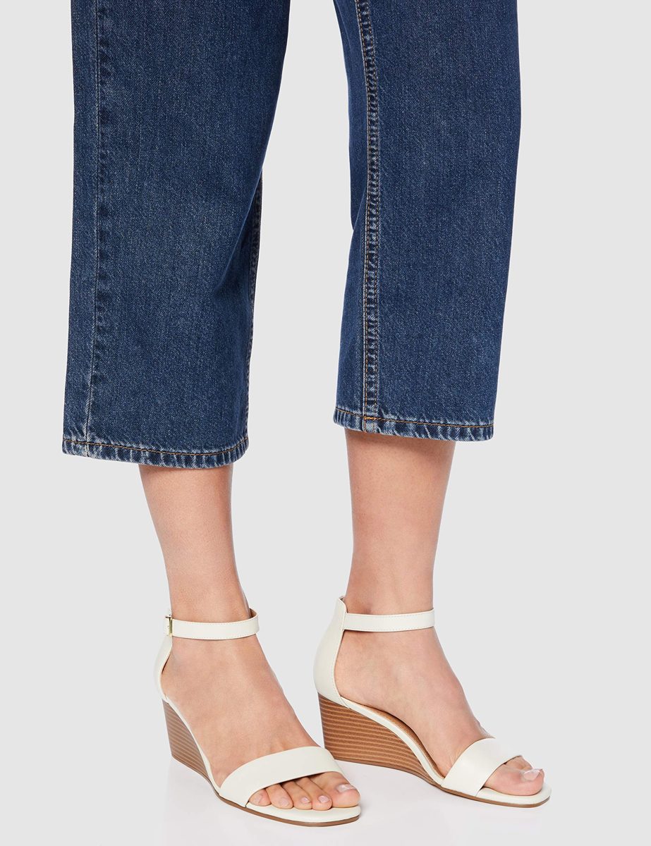 find. Wedge Leather, Women's Heels Sandals Open Toe Sandals, Ivory (off-white), 4 UK (37 EU)
