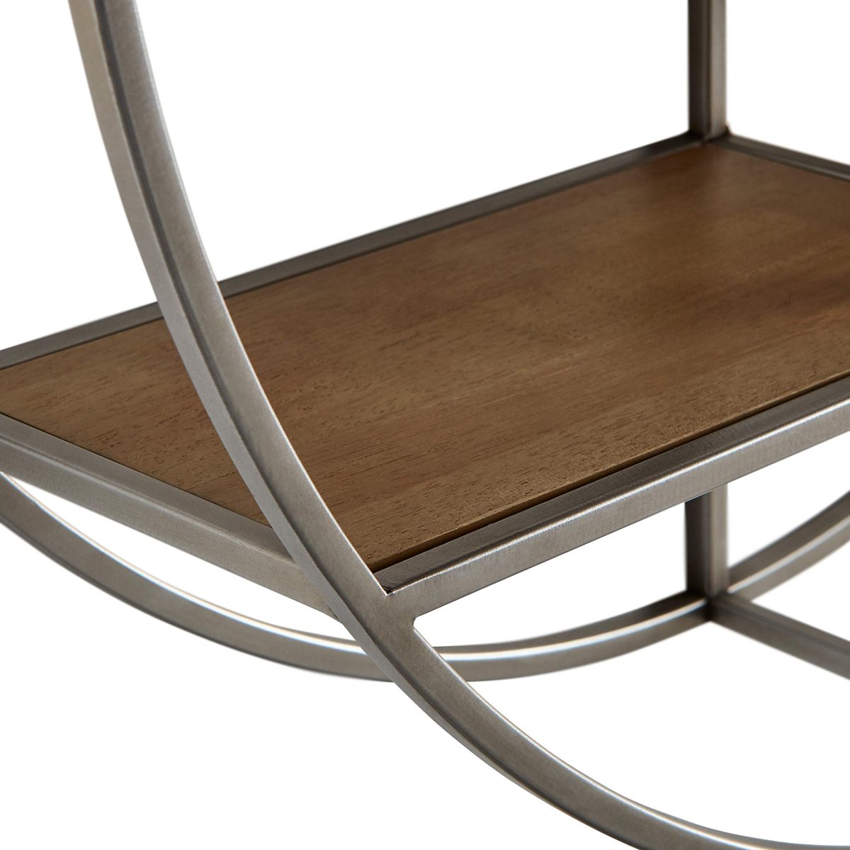Amazon Brand – Rivet Contemporary Round Floating Iron 4 Shelf Wall Unit - 29.72" W, Natural Wood and Silver
