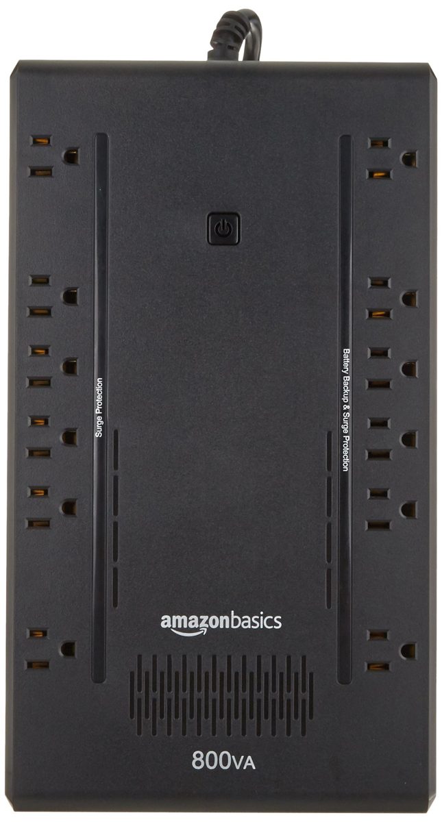 AmazonBasics Standby UPS 800VA 450W Surge Protector Battery Backup, 12 Outlets