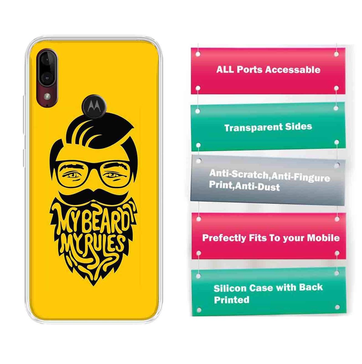 Amazon Brand - Solimo Designer Multicolor Beard Man Printed Soft Back Case Mobile Cover for Motorola Moto E6s / Motorola Moto E6 Plus
