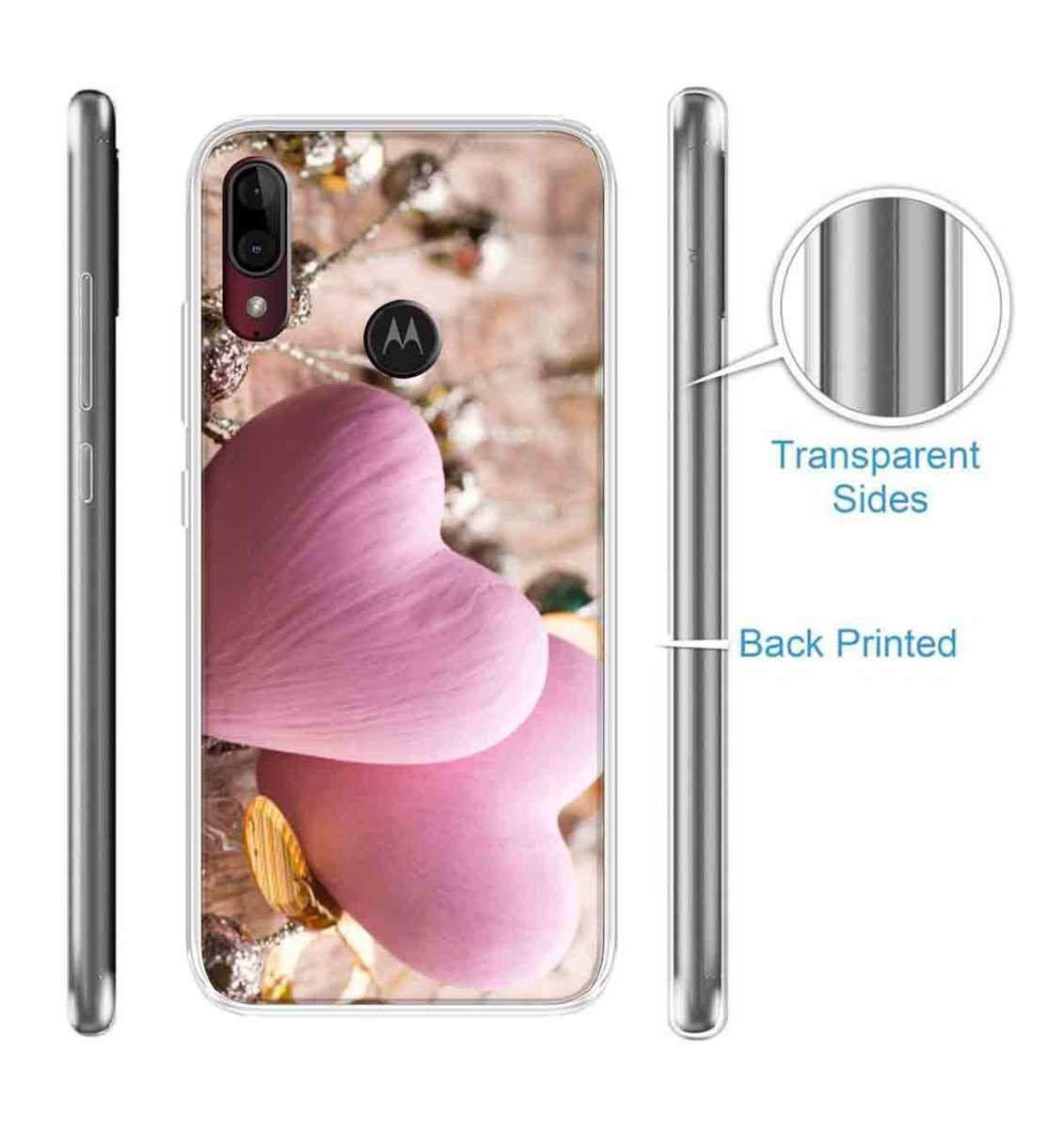 Amazon Brand - Solimo Designer Multicolor Pink Heart Design Printed Soft Back Case Mobile Cover for Motorola Moto E6s / Motorola Moto E6 Plus