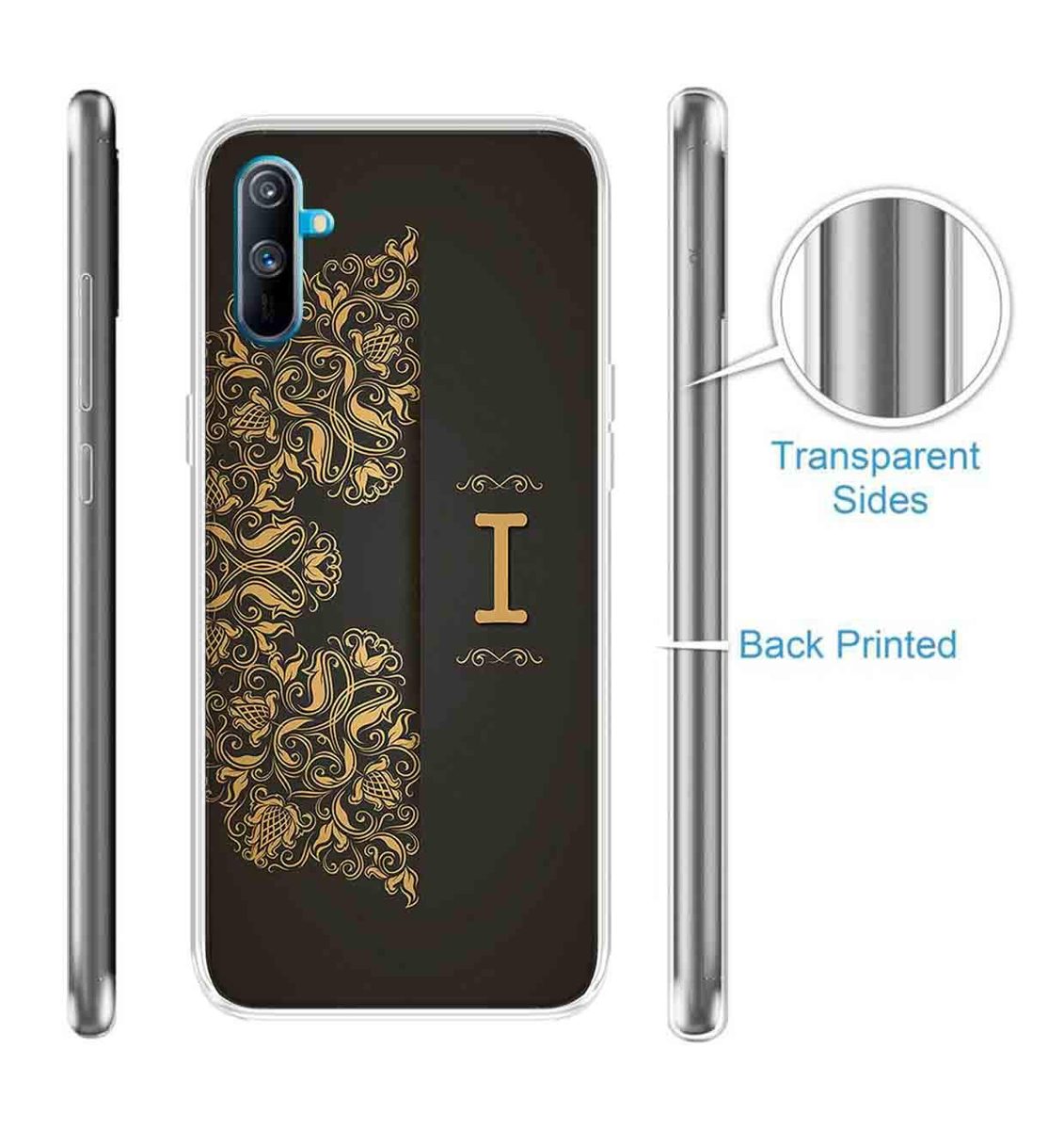 Amazon Brand - Solimo Designer Multicolor Black Pattern Alphabet-I Printed Soft Back Case Mobile Cover for Realme C3