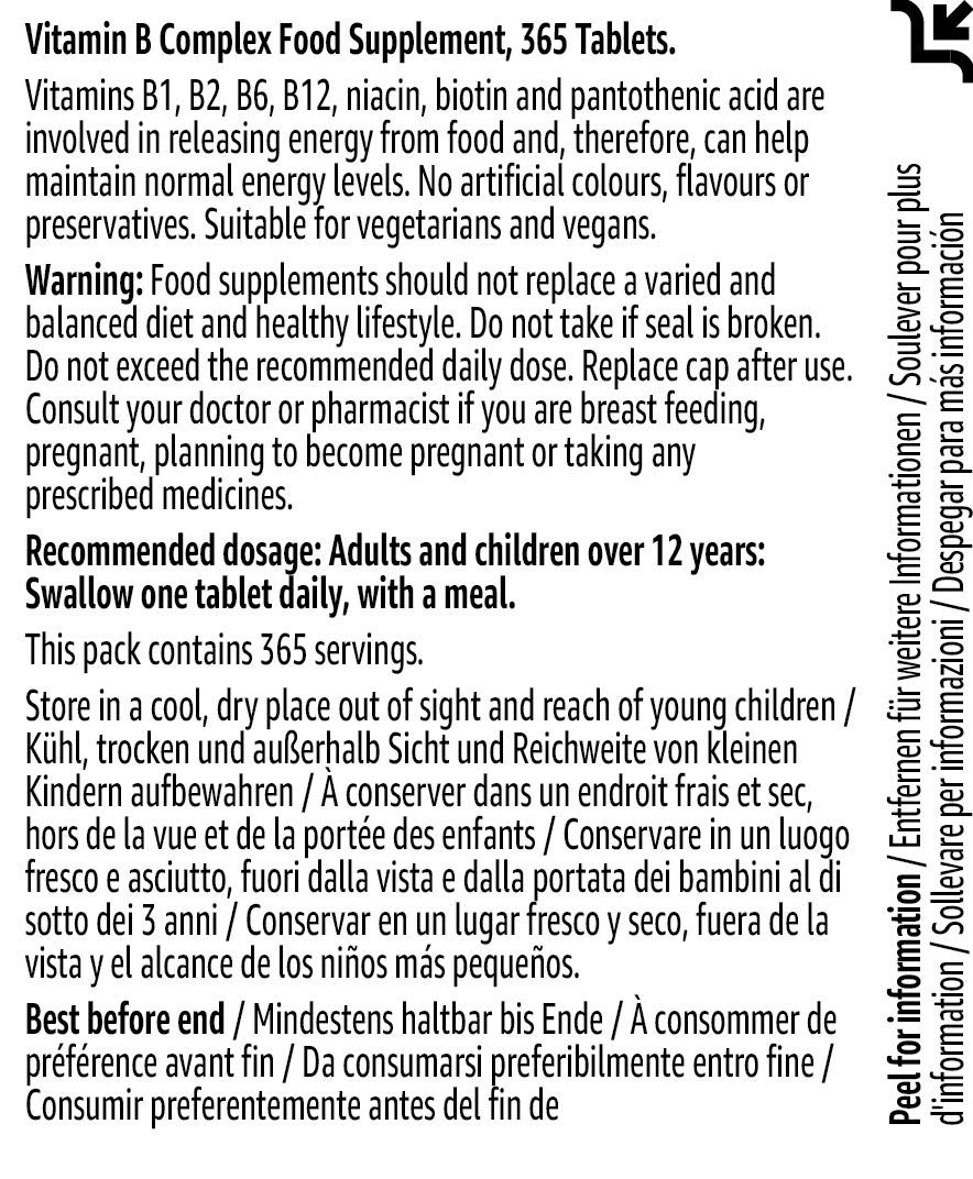 Amazon Brand: Solimo Vitamin B Complex, 365 Tablets